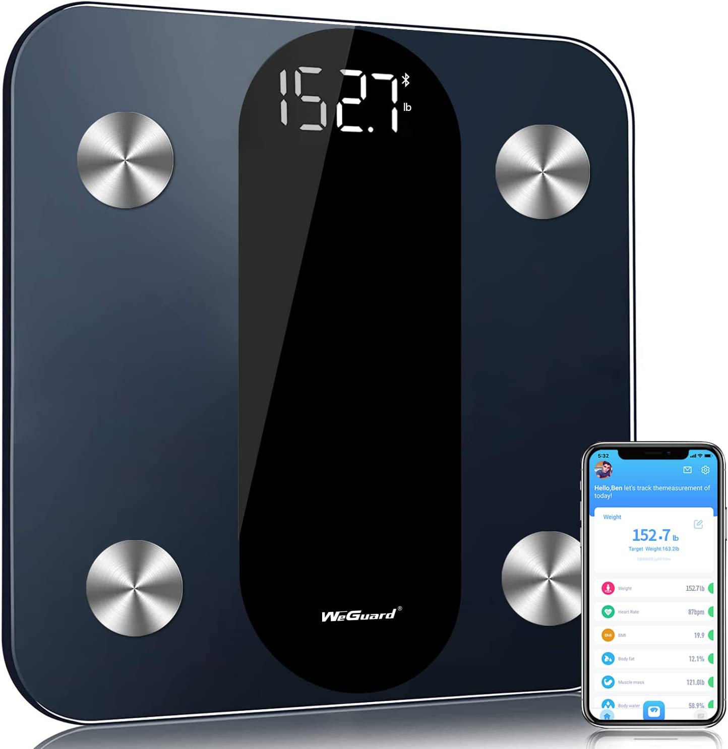 Scales for Body Weight, Body Fat Scale Smart Digital Bathroom Scale with Heart Rate Tracks