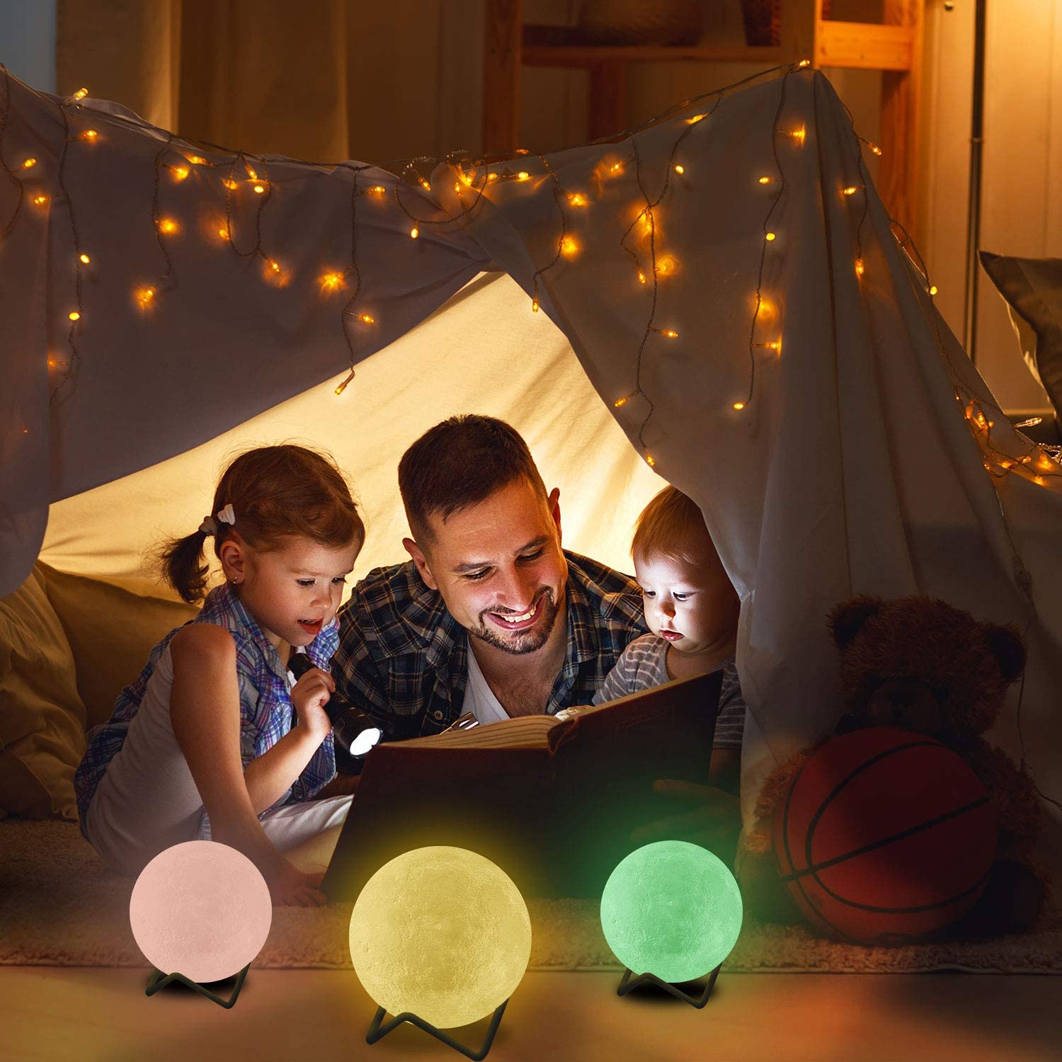 Moon Lamp for Kids with Metal Stand, Valentine's Day Gift, Timer Remote Control, 16 Colors 5 Brightness, Night Light