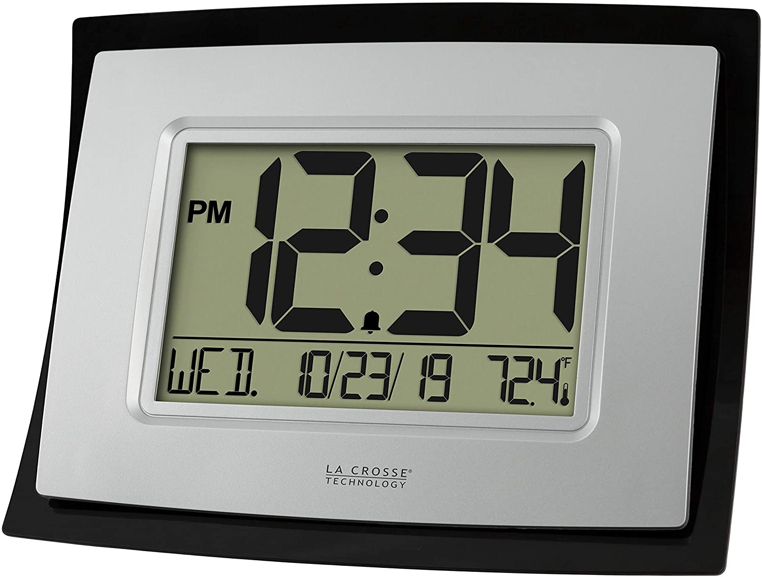 Atomic Full Calendar Clock with Extra Large Digits - Perfect Gift for the Elderly, Silver